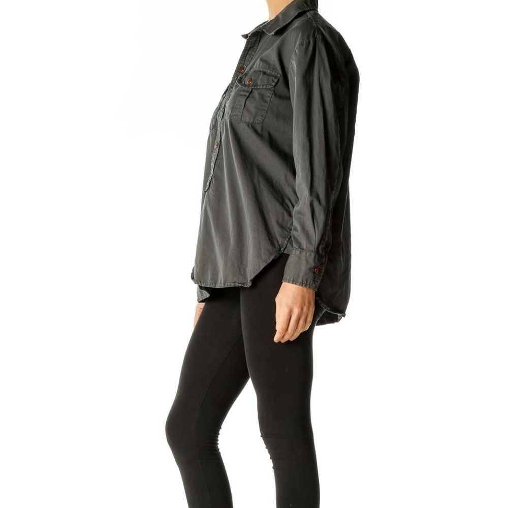 Madewell Gray Solid Work Shirt - Picture 2 of 4